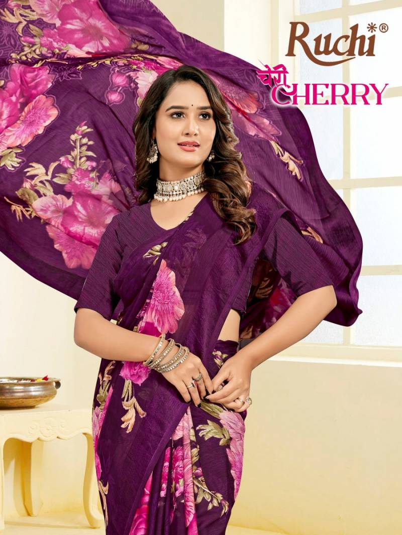 Ruchi Cherry Vol 60 Chiffon With Sartin Weaved Border Saree Collection