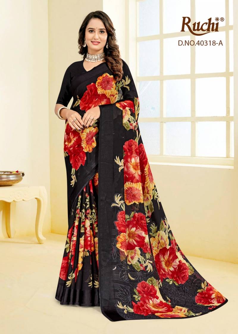 Ruchi Cherry Vol 60 Chiffon With Sartin Weaved Border Saree Collection