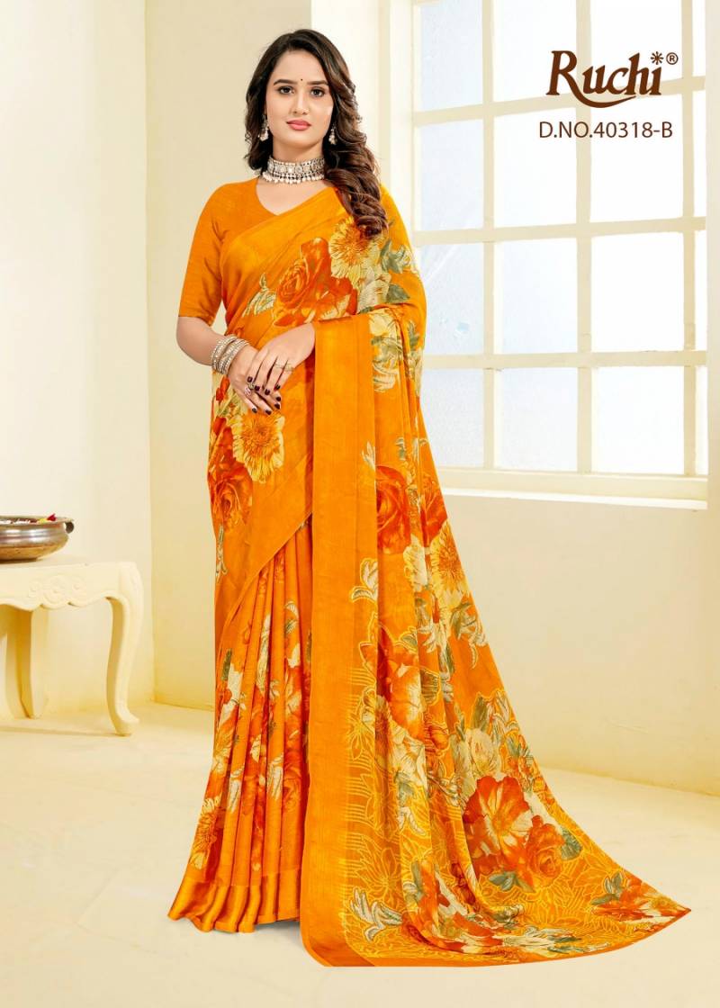 Ruchi Cherry Vol 60 Chiffon With Sartin Weaved Border Saree Collection