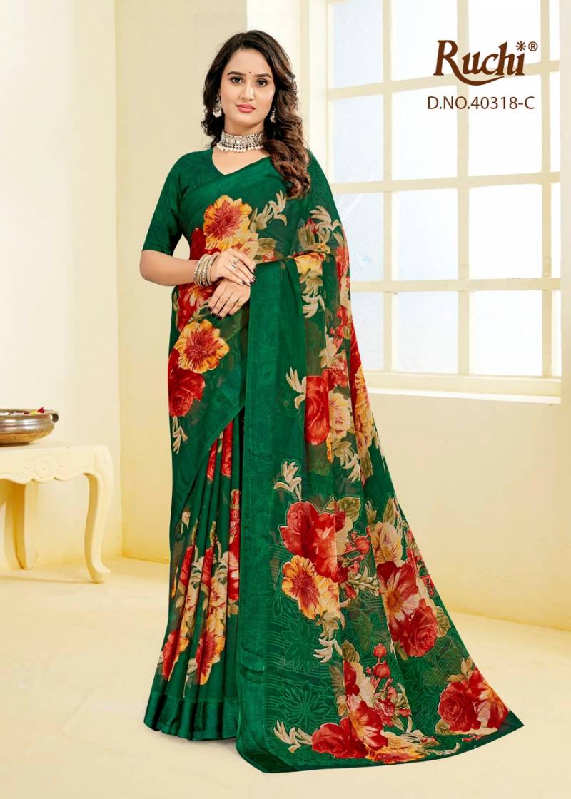 Ruchi Cherry Vol 60 Chiffon With Sartin Weaved Border Saree Collection