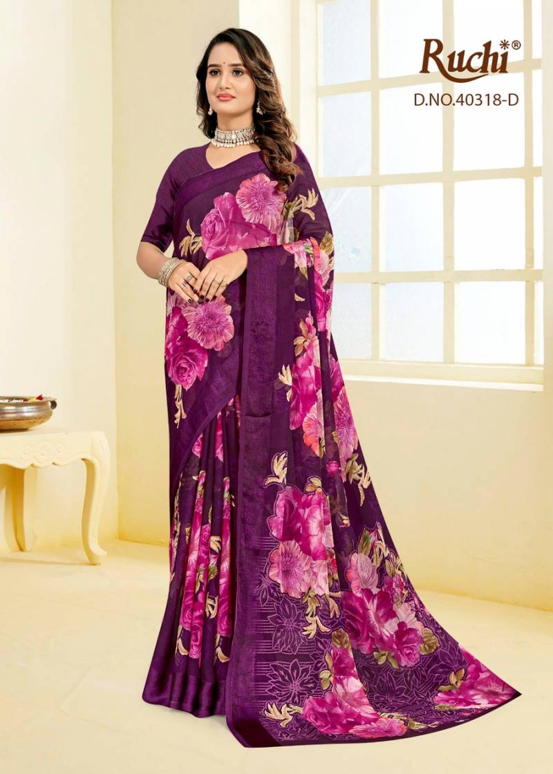 Ruchi Cherry Vol 60 Chiffon With Sartin Weaved Border Saree Collection