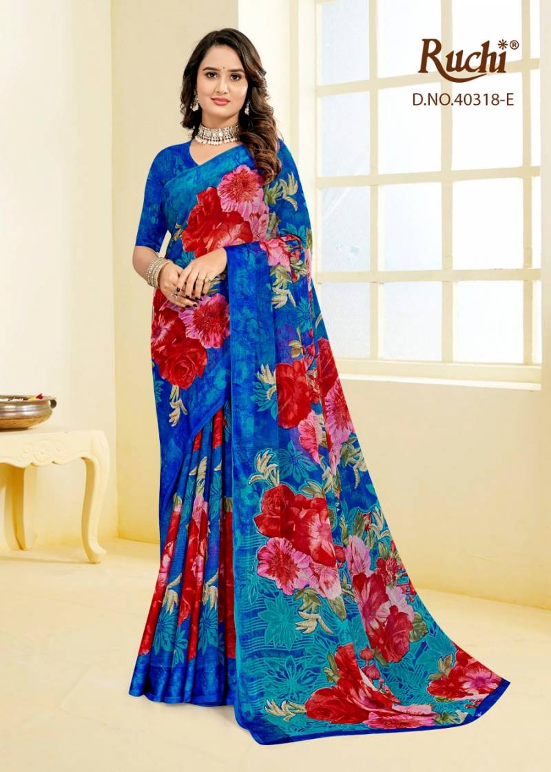 Ruchi Cherry Vol 60 Chiffon With Sartin Weaved Border Saree Collection