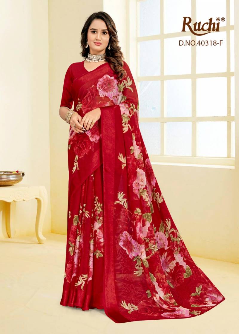 Ruchi Cherry Vol 60 Chiffon With Sartin Weaved Border Saree Collection