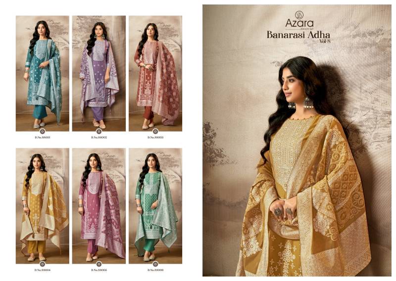 Radhika Azara Banarasi Adha Vol 8 Cotton Jacquard Work Dress Material
