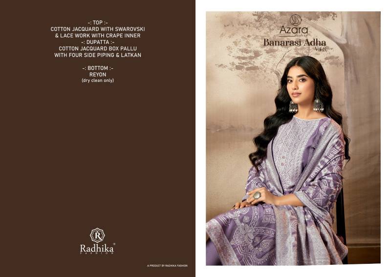 Radhika Azara Banarasi Adha Vol 8 Cotton Jacquard Work Dress Material