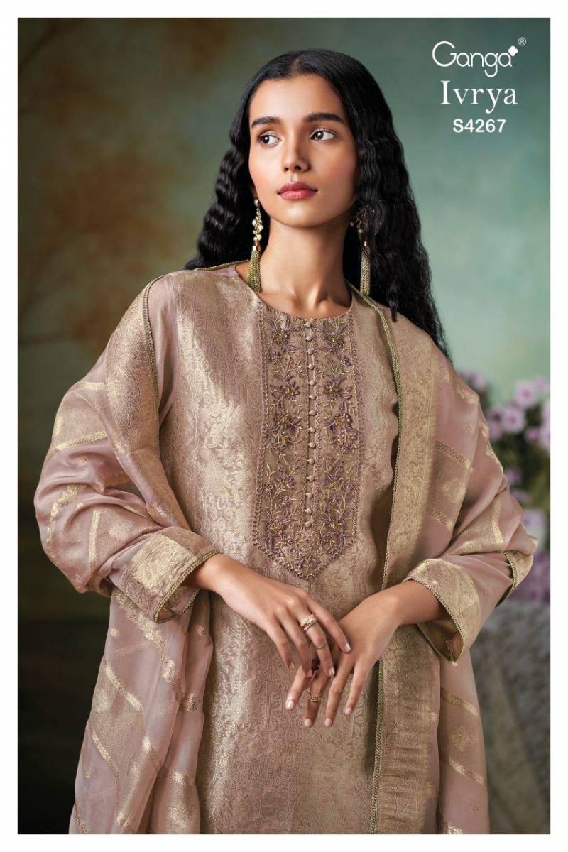 Ganga Ivrya 4267 Bemberg Silk Embroidery Work Salwar Kameez
