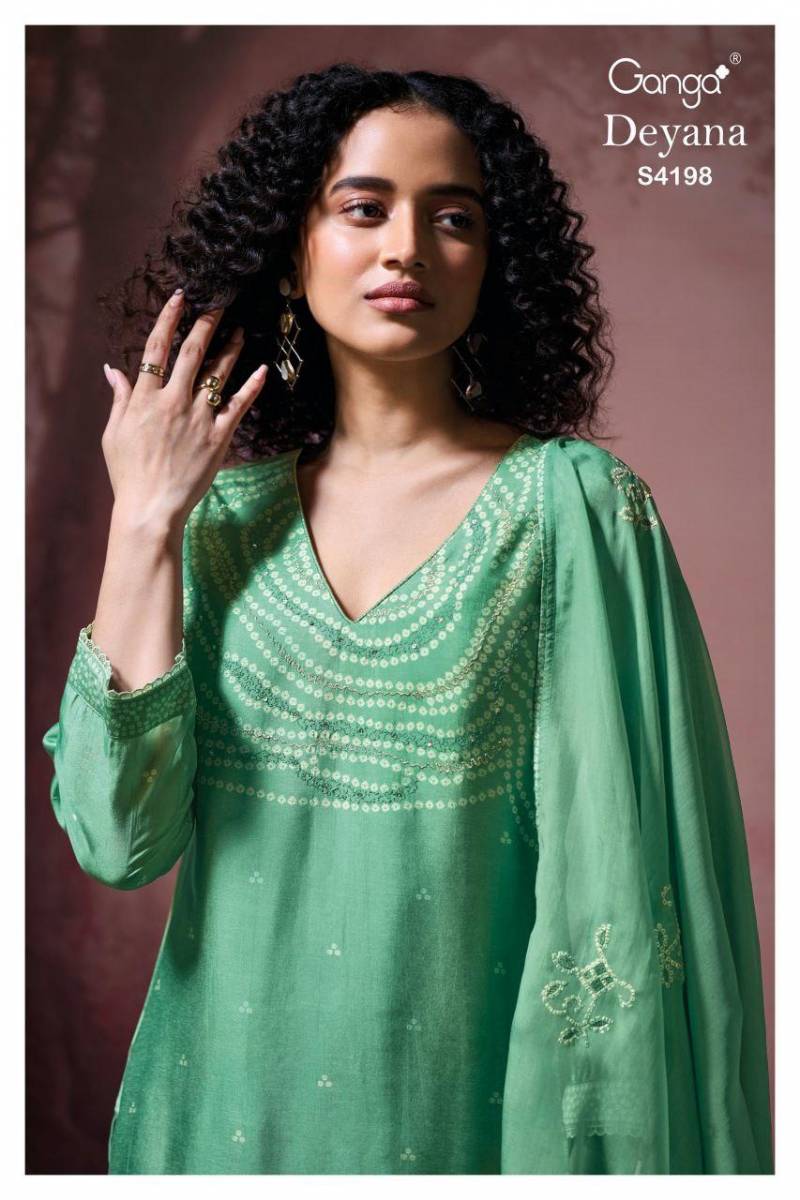 Ganga Deyana 4198 Bemberg Russian Silk With Work Salwar Kameez