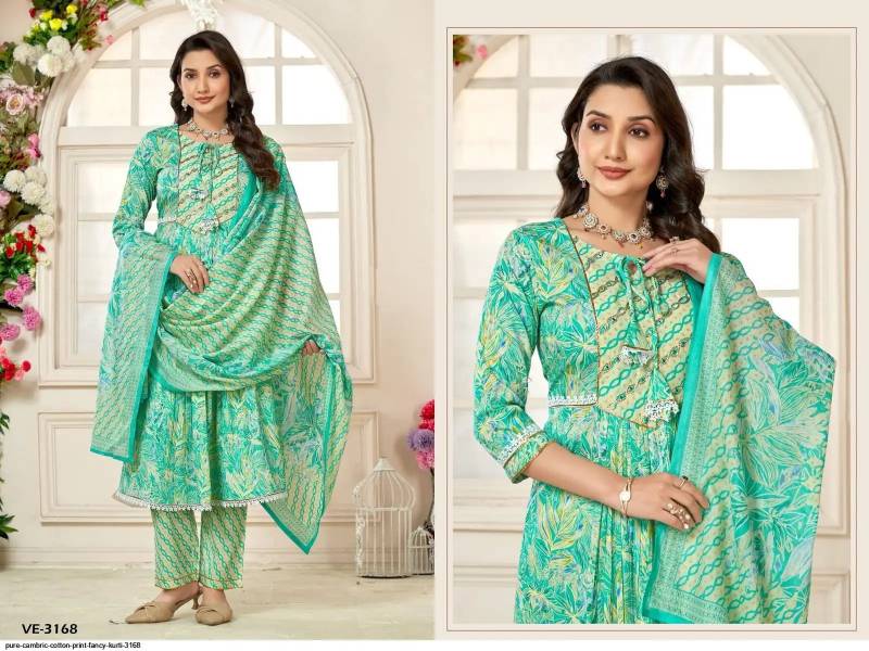 Ladies Flavour 3168 And 3169 Cambric Cotton Printed Kurti Pant And Dupatta