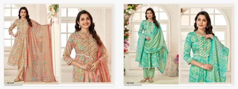 Ladies Flavour 3168 And 3169 Cambric Cotton Printed Kurti Pant And Dupatta