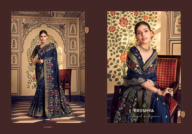 Kreshva Chahat 2031 To 2034 Super P.V. Silk With  Banarasi Traditional Design Saree Collection