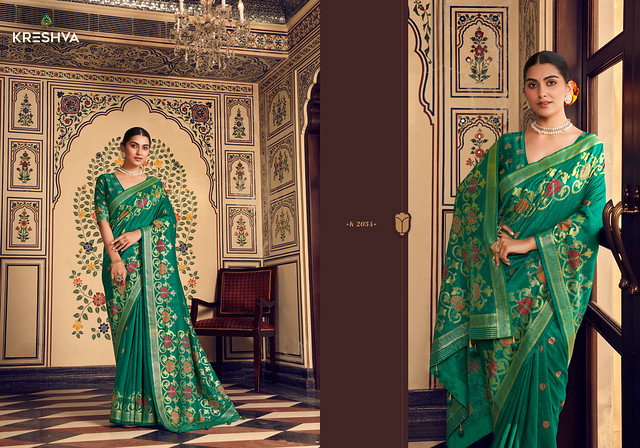 Kreshva Chahat 2031 To 2034 Super P.V. Silk With  Banarasi Traditional Design Saree Collection