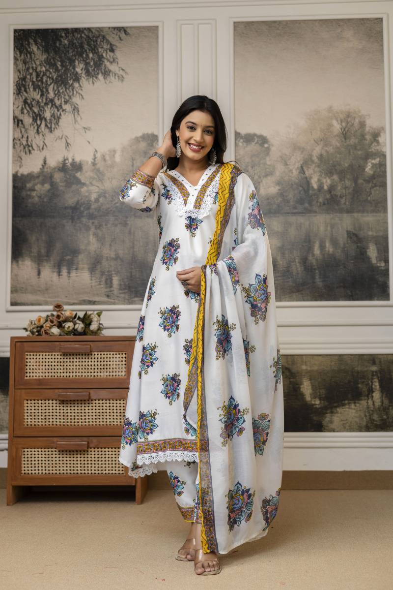 Cheshtha 01 Cotton Embroidery Casual Wear Top Bottom And Dupatta