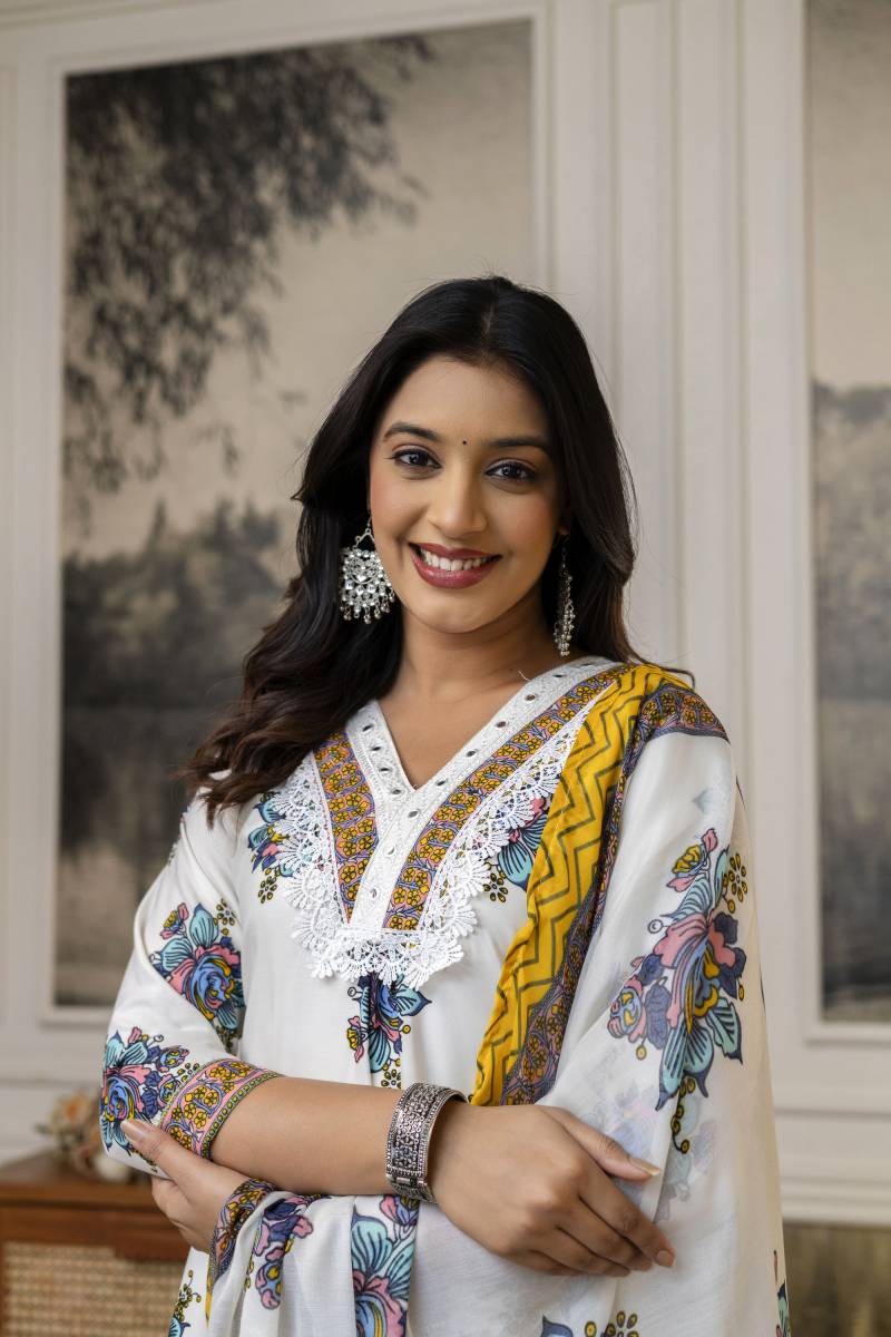 Cheshtha 01 Cotton Embroidery Casual Wear Top Bottom And Dupatta