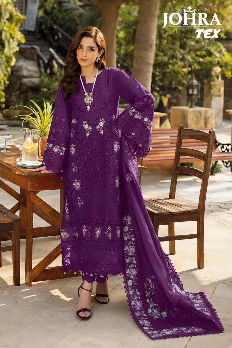 Johra Tex 183 C Cambric Cotton With Work Pakistani Salwar Kameez