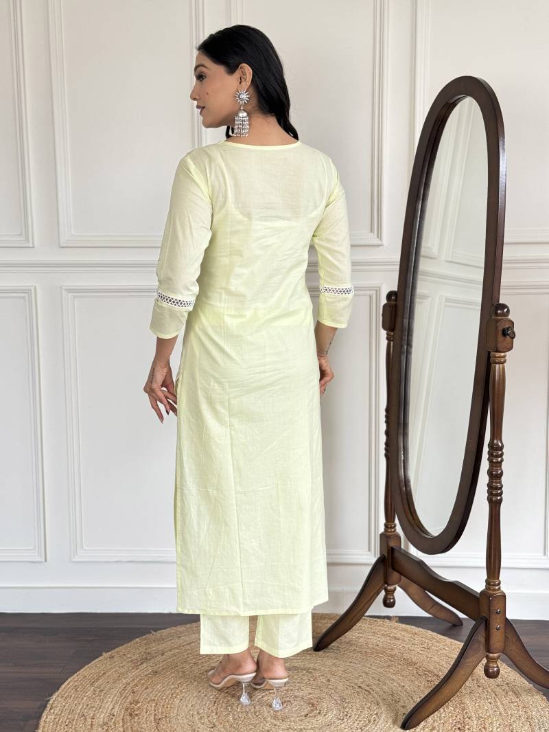 Sku 1572 Cotton With Embroidered Straight Kurti Pant And Dupatta