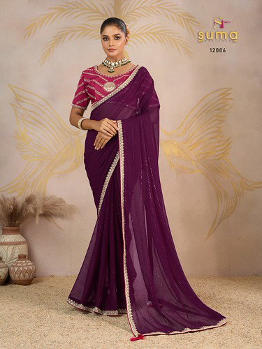 Suma Jiya 12001 To 12008 Georgette With Zari Saree Collection 