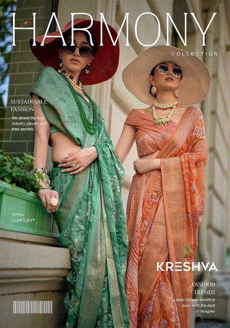 Kreshva Harmony 4323 To 4326 Georgette With Burnout Fancy Design Saree Collection 