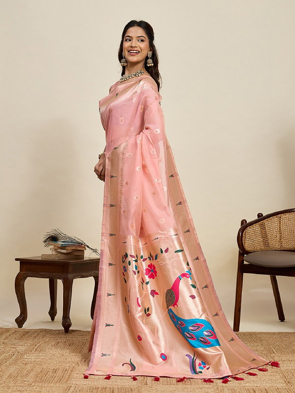 Maahi 211 Party Wear Zari Weaving Worked Paithani Silk Saree with Un Stitched Blouse