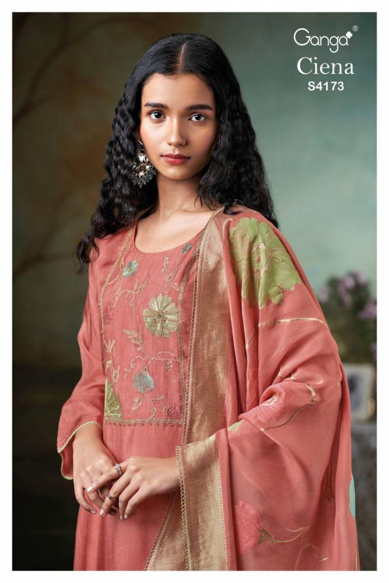 Ganga Ciena 4173 Bemberg Silk Embroidery Work Salwar Kameez