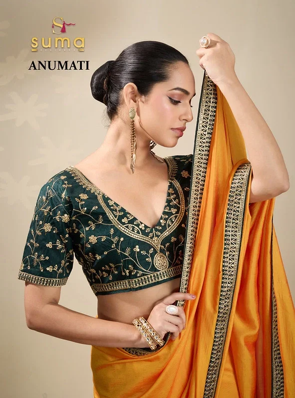Suma Anumati Vichitra Saree with Embroidery Work Partywear Saree