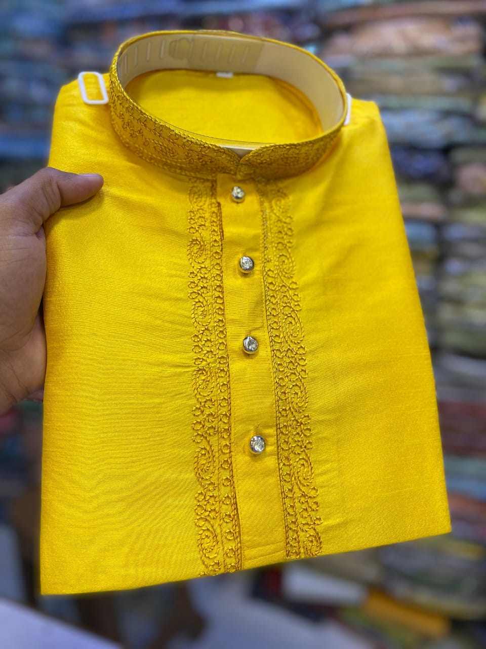 Lekha Mald 06 Silk Neck Embroidery Mens Kurta Collection