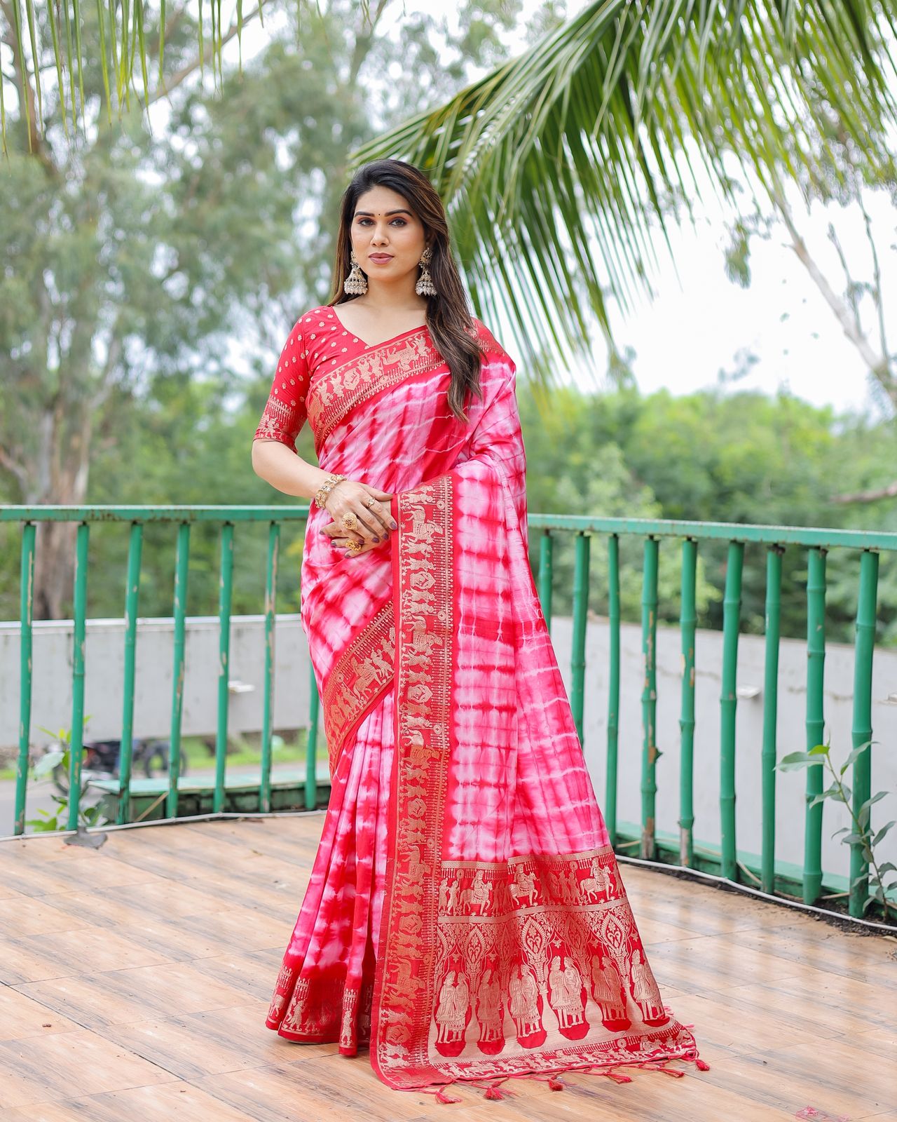 Lekha VC Rangavelley Dola Silk Sibori Print Zari Weaving Saree