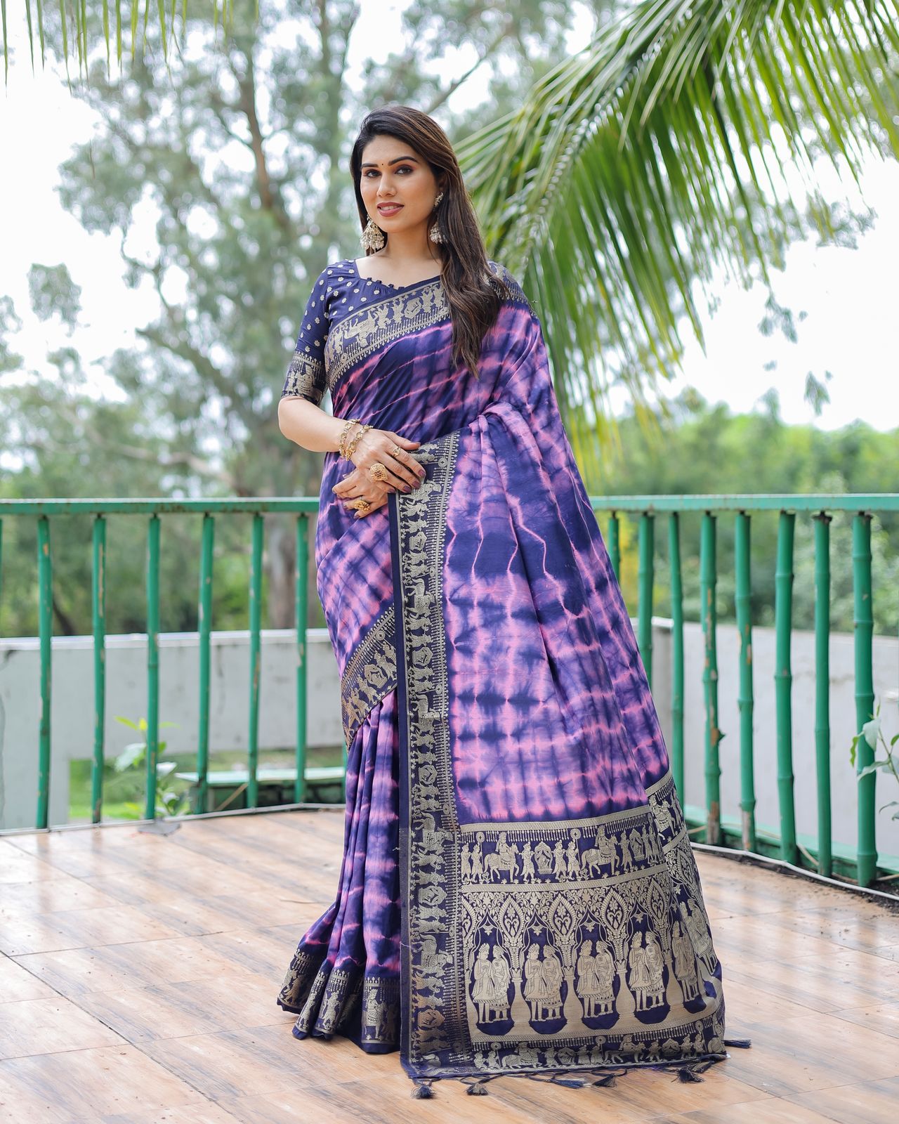 Lekha VC Rangavelley Dola Silk Sibori Print Zari Weaving Saree