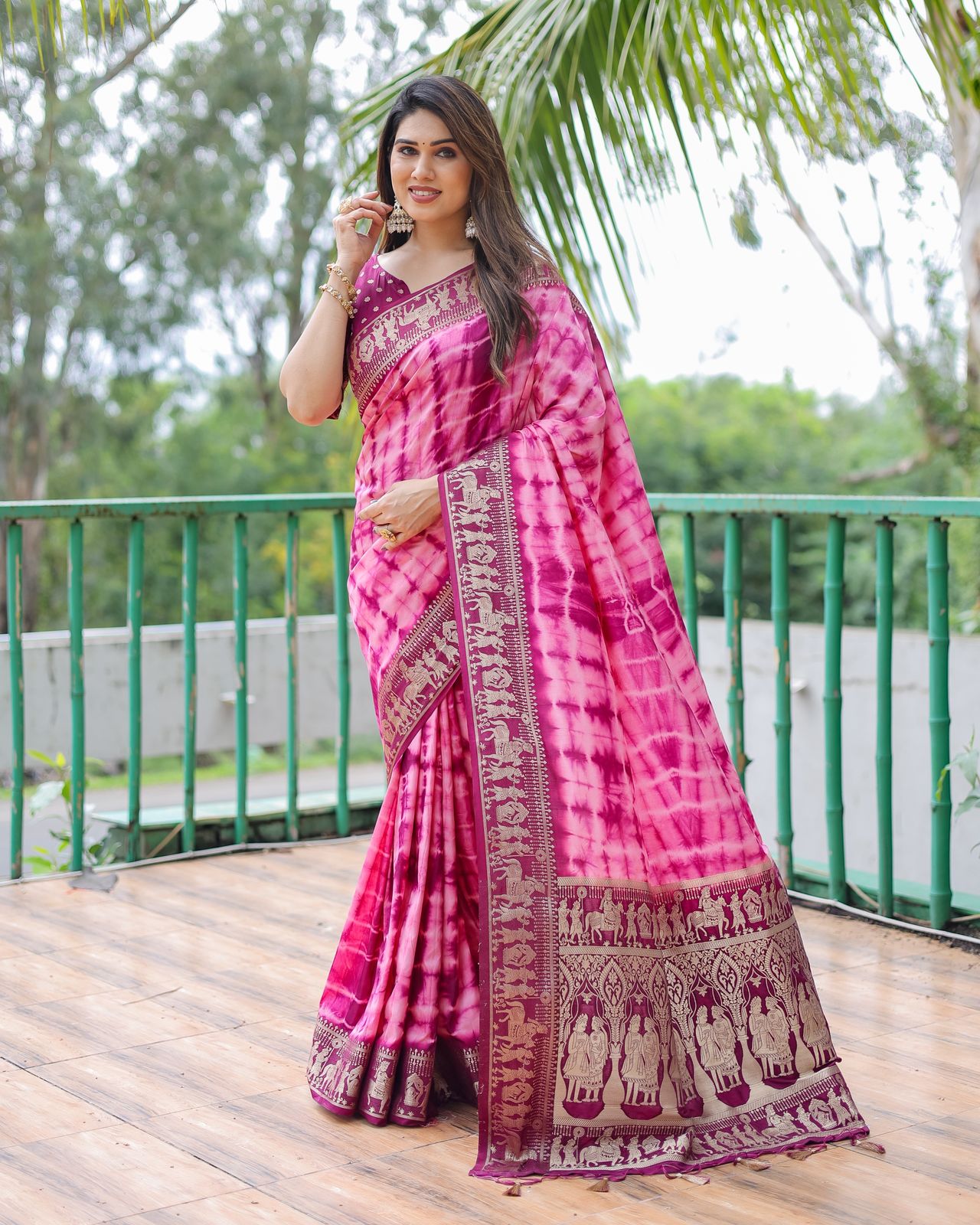 Lekha VC Rangavelley Dola Silk Sibori Print Zari Weaving Saree
