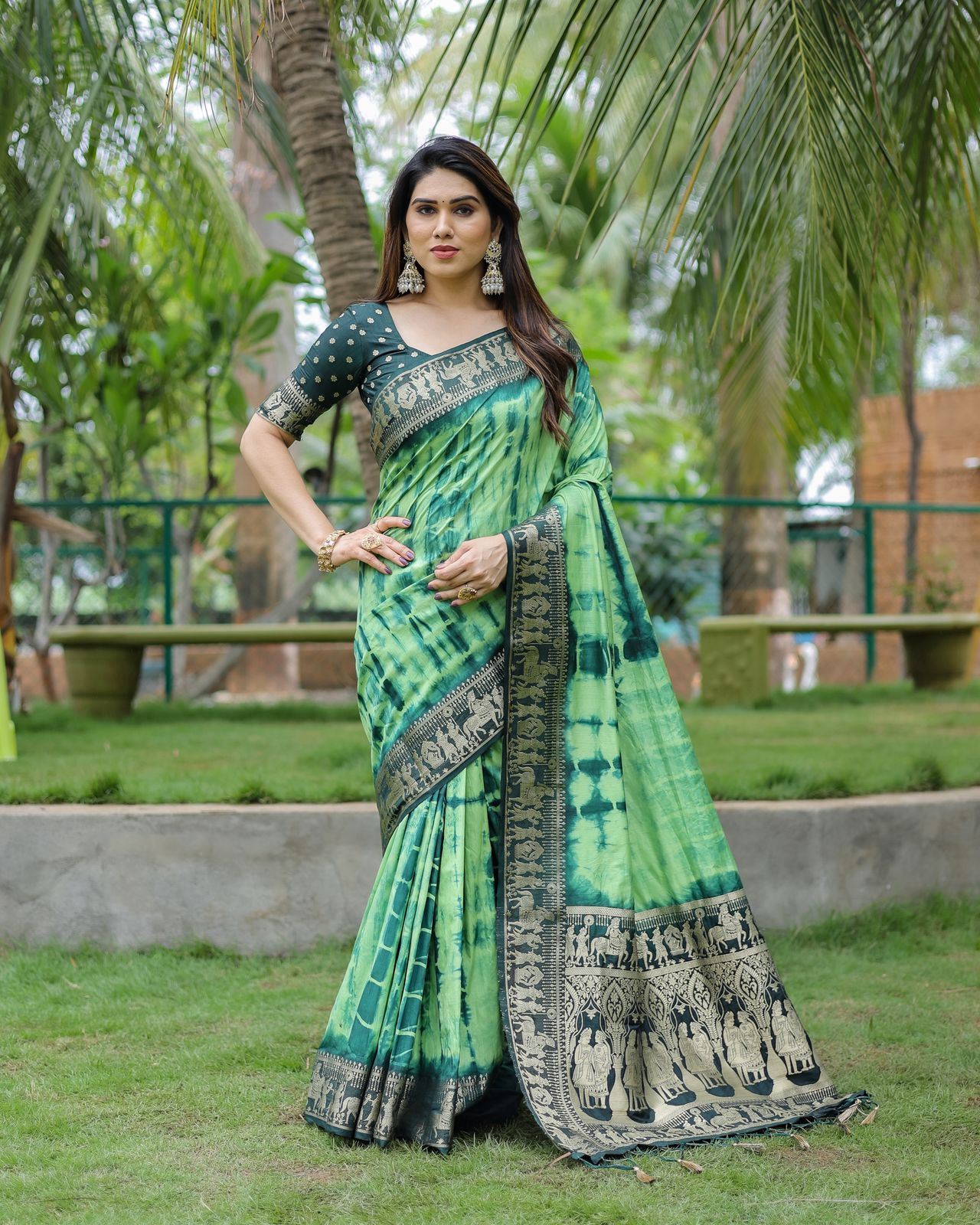 Lekha VC Rangavelley Dola Silk Sibori Print Zari Weaving Saree