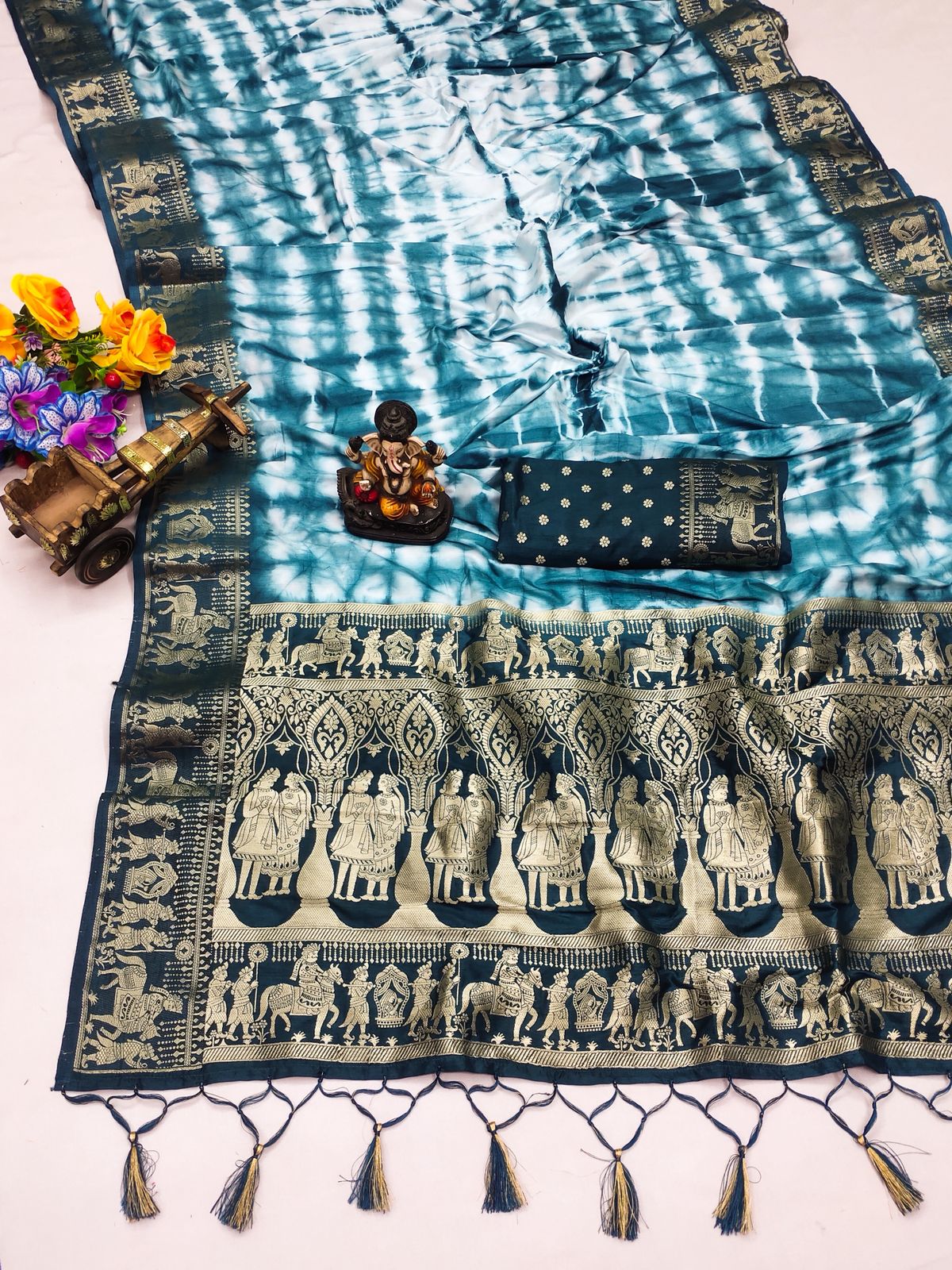 Lekha VC Rangavelley Dola Silk Sibori Print Zari Weaving Saree