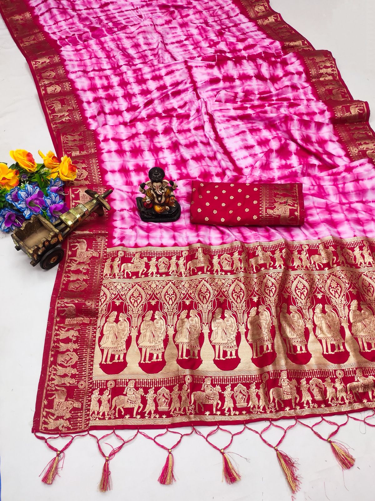 Lekha VC Rangavelley Dola Silk Sibori Print Zari Weaving Saree