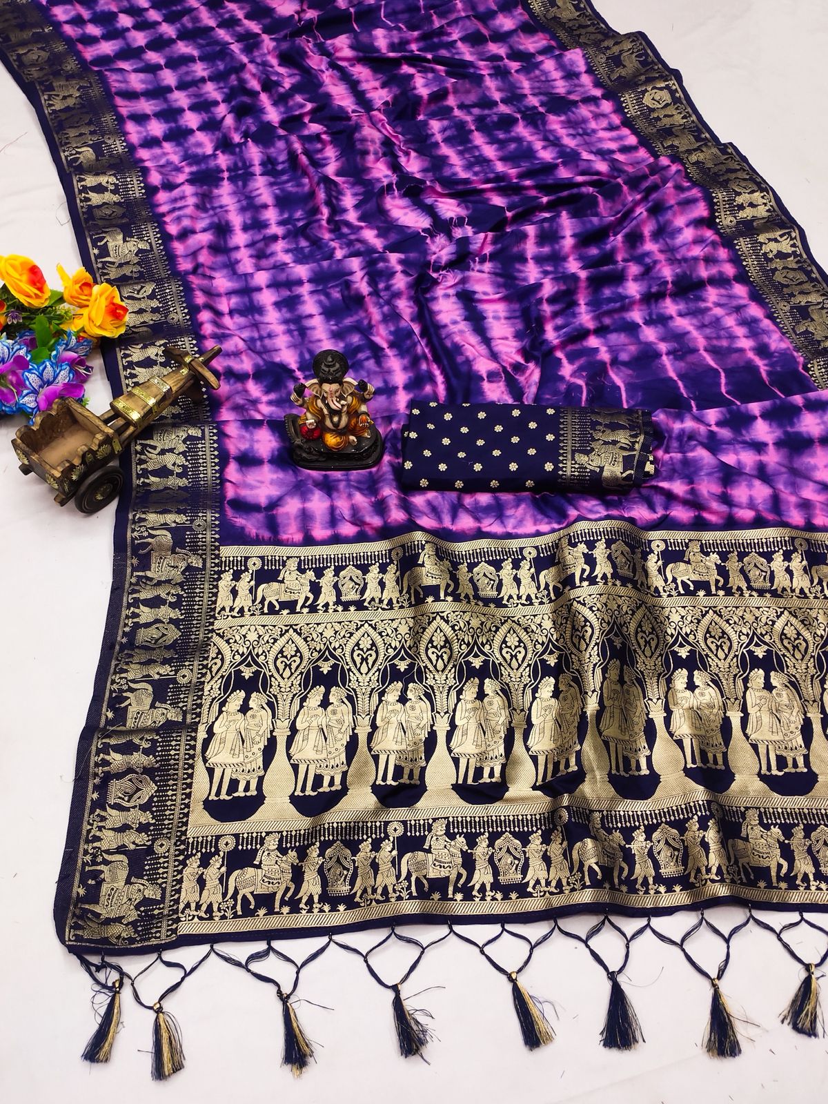 Lekha VC Rangavelley Dola Silk Sibori Print Zari Weaving Saree