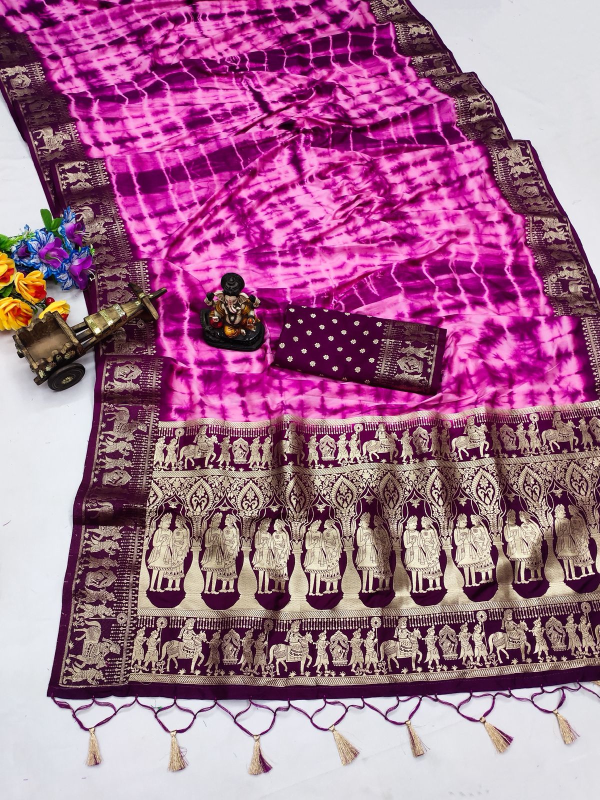Lekha VC Rangavelley Dola Silk Sibori Print Zari Weaving Saree