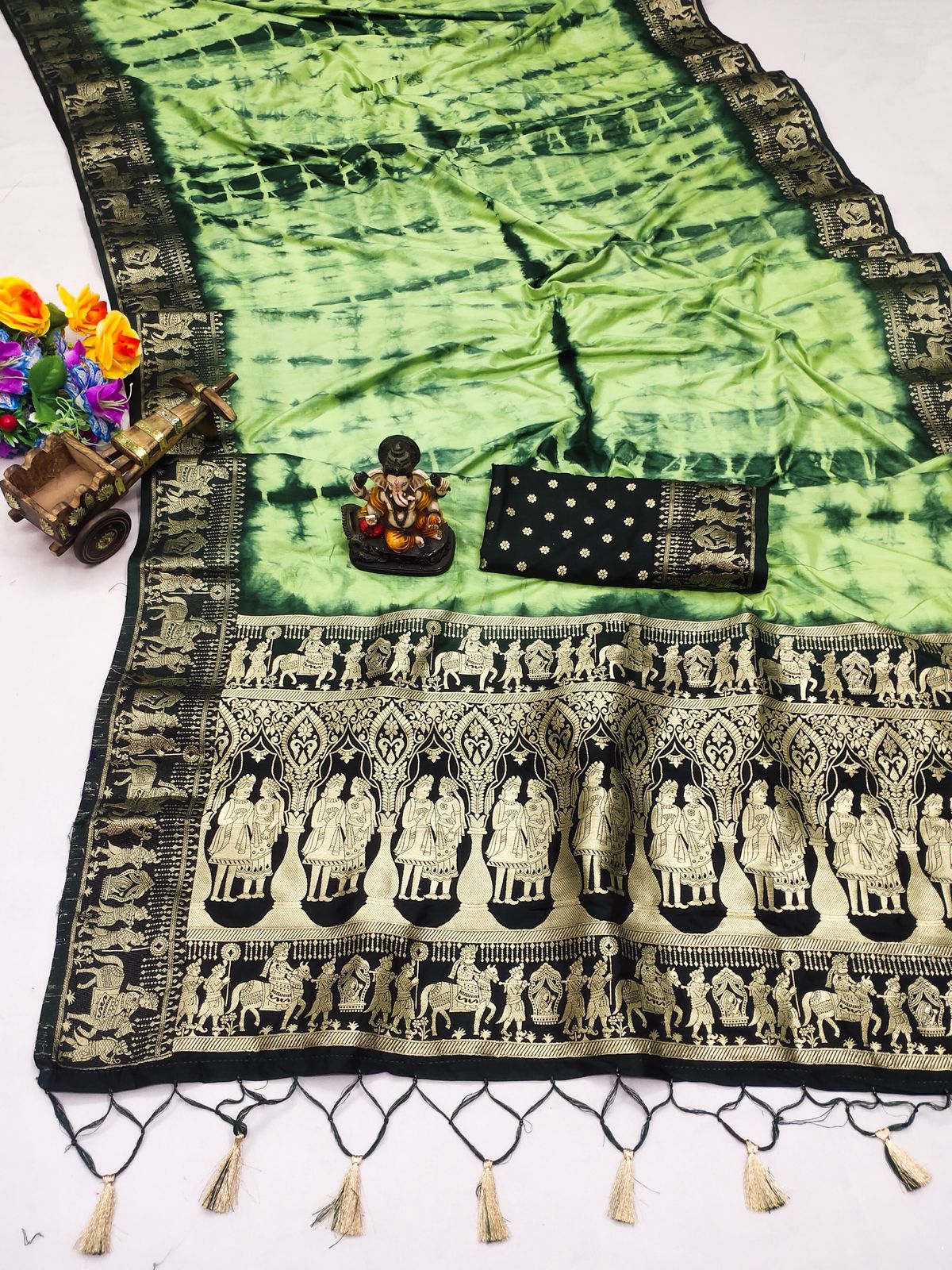 Lekha VC Rangavelley Dola Silk Sibori Print Zari Weaving Saree