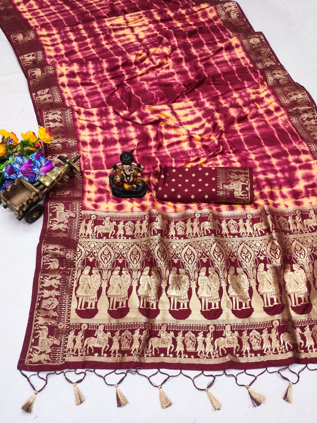 Lekha VC Rangavelley Dola Silk Sibori Print Zari Weaving Saree