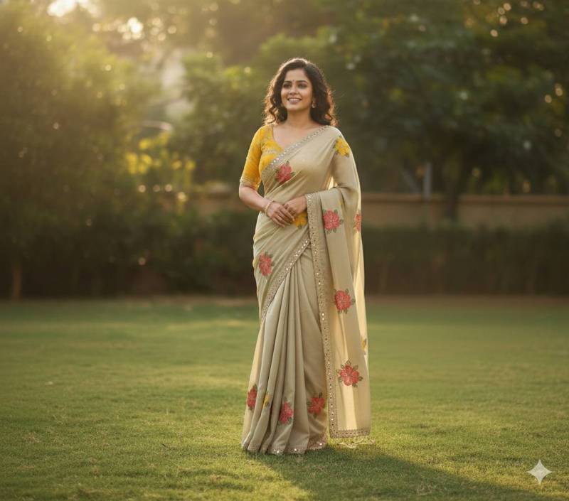 Bt 1305 Beautiful Visocose Rangoli Embroidery Worked Saree Collection