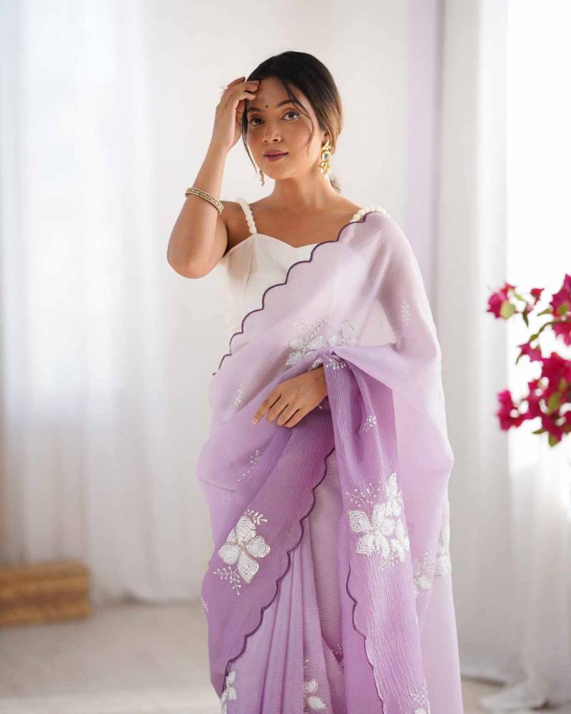 Kc 867 Crunchy Crush Embroidery Worked Fancy Saree Collection