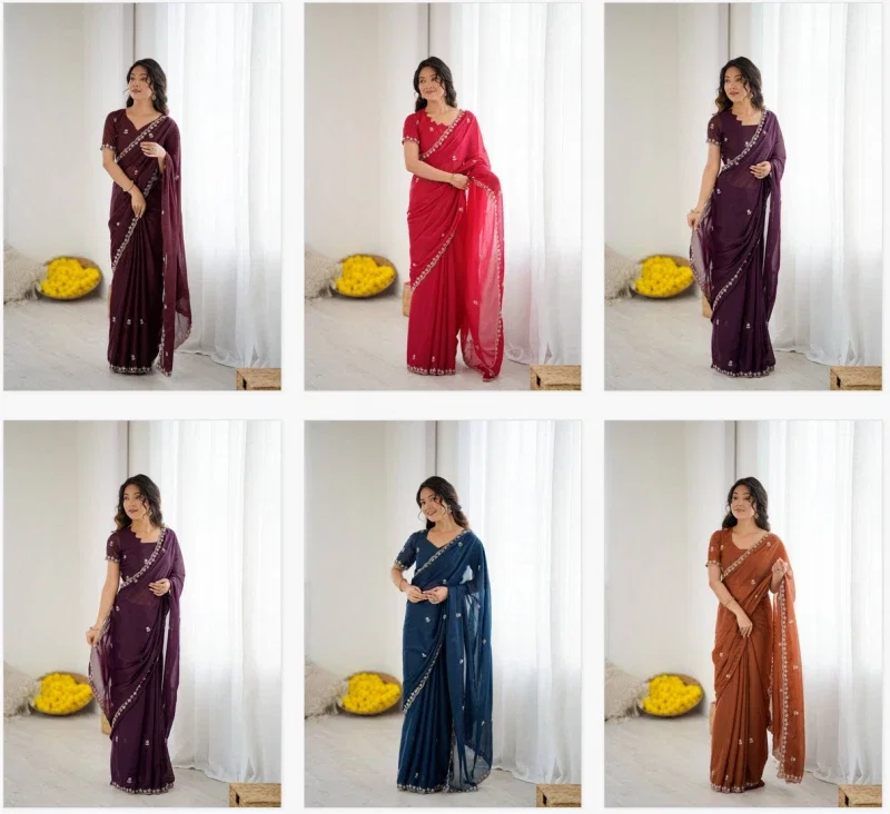Bt 3147 Beautiful Star Georgette Zari Worked Saree Collection