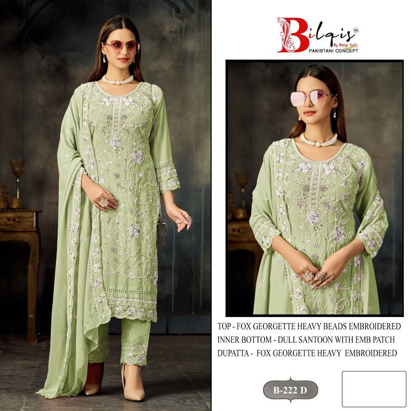 Bilqis B 222 A To D Faux Georgette Embroidered Pakistani Salwar Kameez