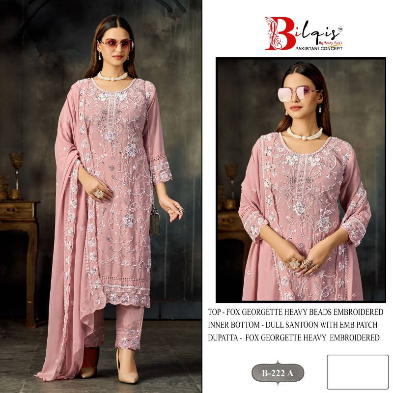 Bilqis B 222 A To D Faux Georgette Embroidered Pakistani Salwar Kameez
