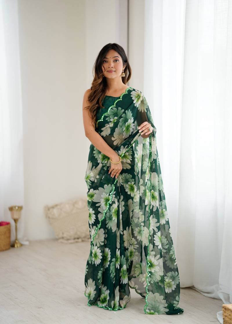 Bt 3146 Beautiful Georgette Flower Printed Saree Collection