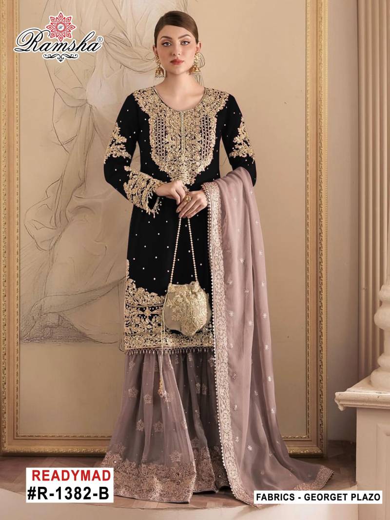 Ramsha R 1382 A To D Georgette Embroidery Work Pakistani Salwar Suits