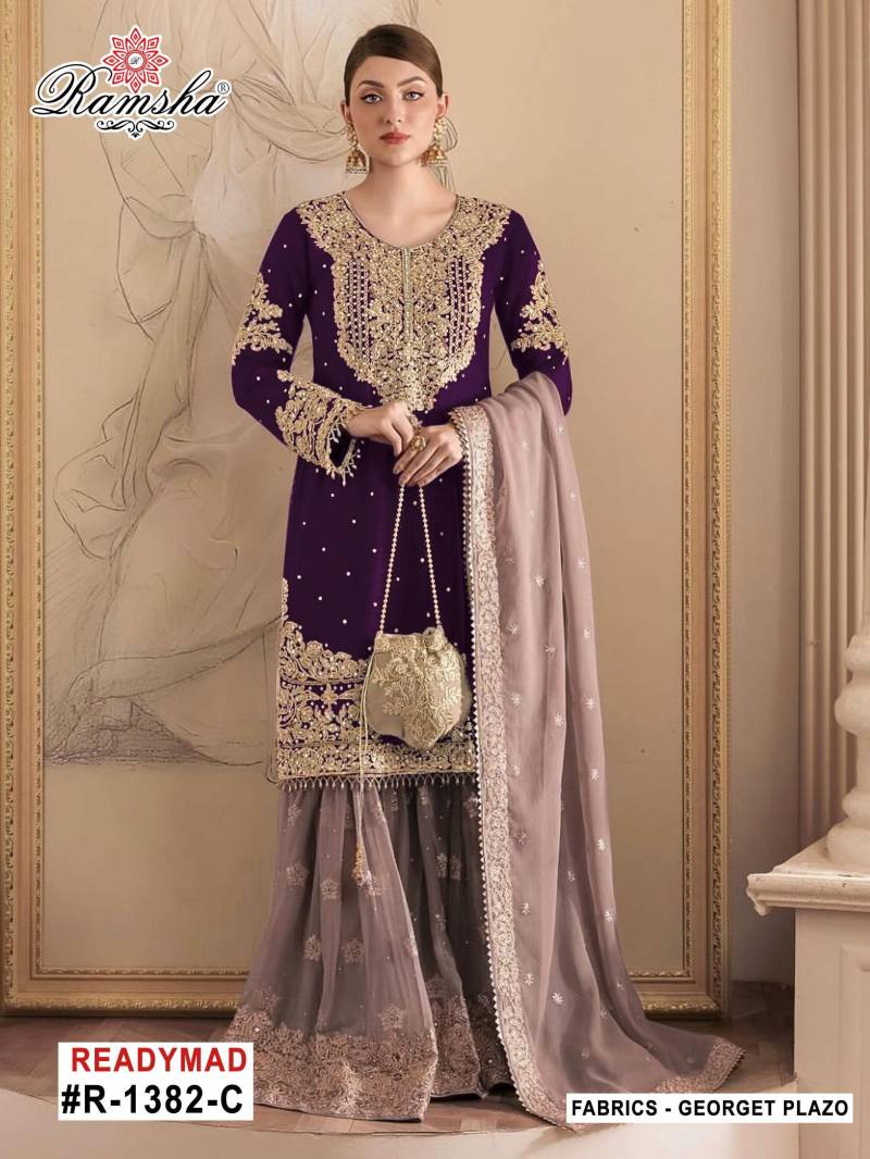 Ramsha R 1382 A To D Georgette Embroidery Work Pakistani Salwar Suits