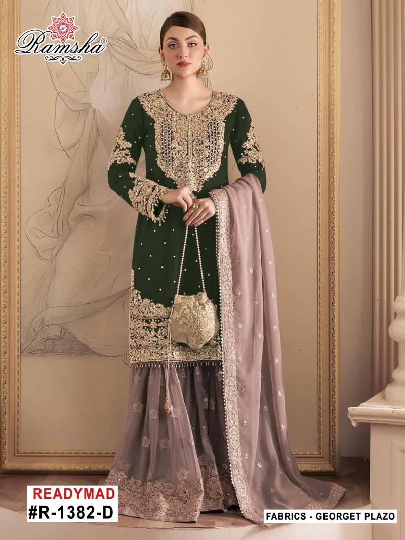 Ramsha R 1382 A To D Georgette Embroidery Work Pakistani Salwar Suits