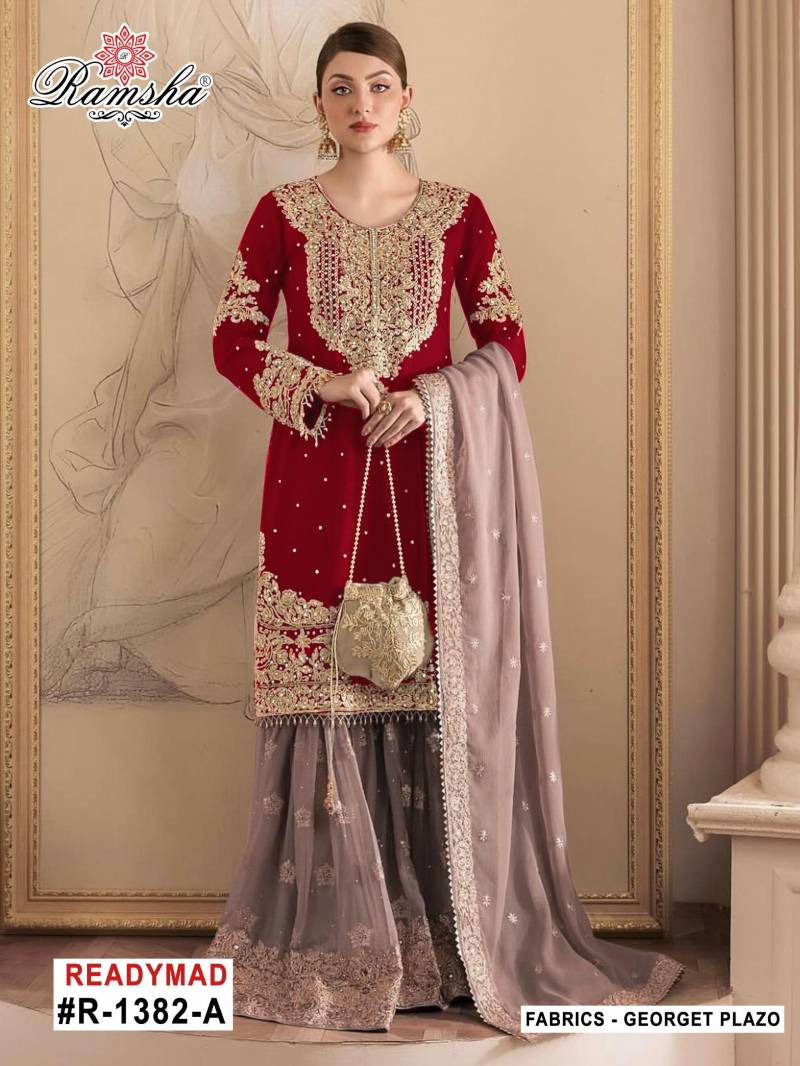 Ramsha R 1382 A To D Georgette Embroidery Work Pakistani Salwar Suits