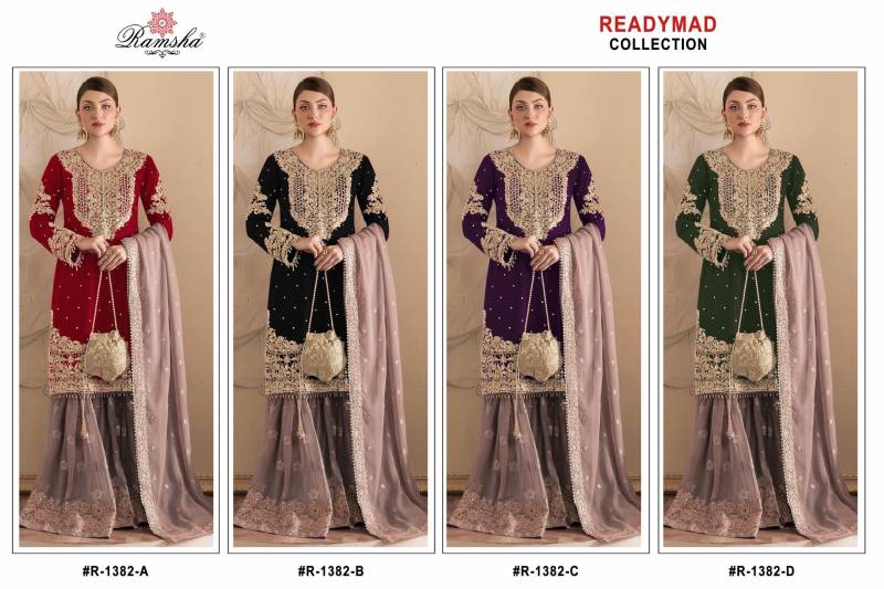 Ramsha R 1382 A To D Georgette Embroidery Work Pakistani Salwar Suits