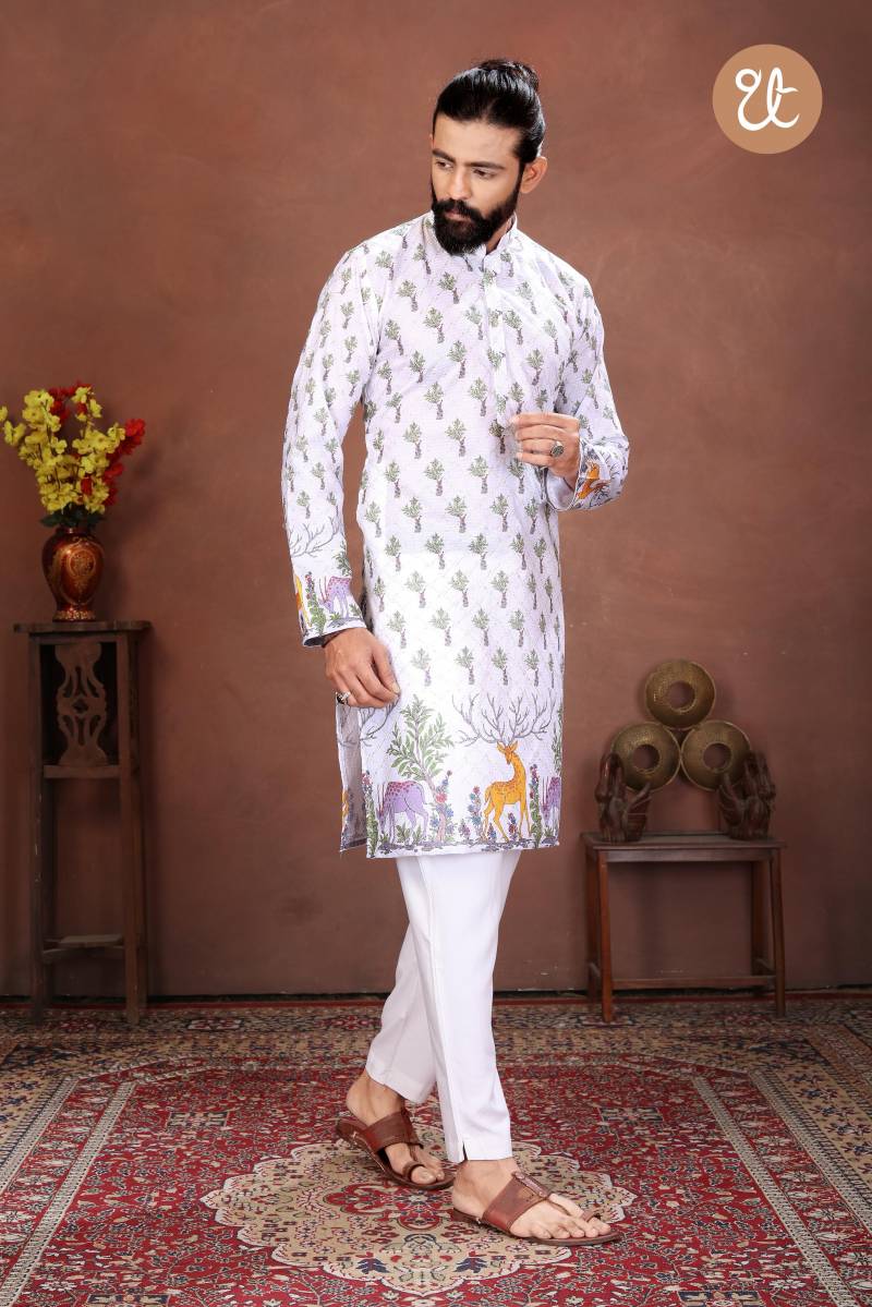 Th Aavyaar Vol 2 Muslin Cotton Embroidery Work Mens Kurta Payjama