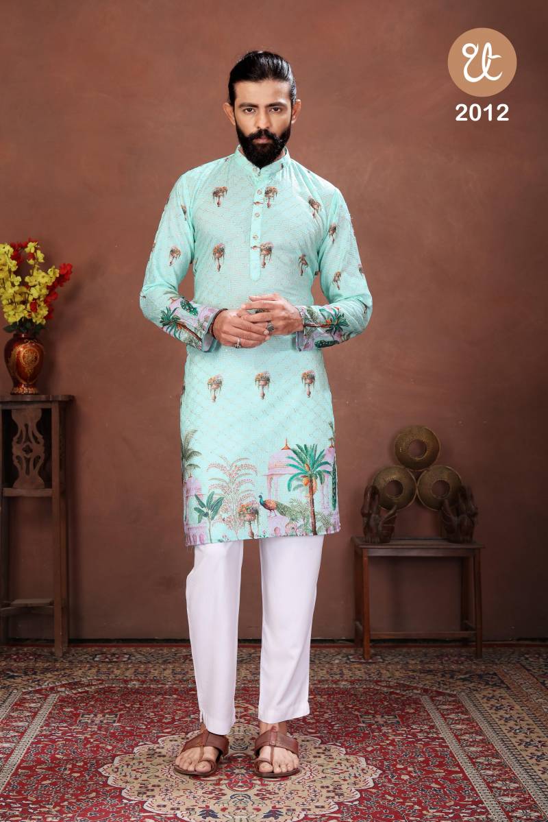 Th Aavyaar Vol 2 Muslin Cotton Embroidery Work Mens Kurta Payjama