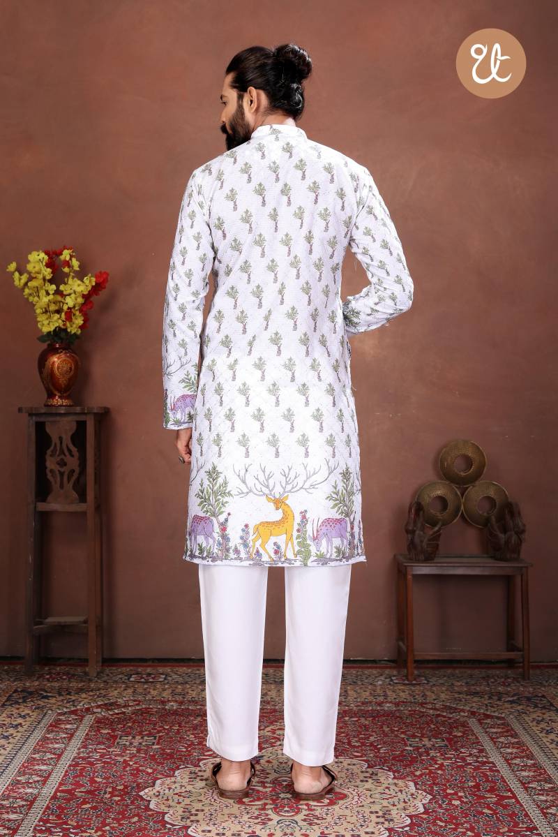 Th Aavyaar Vol 2 Muslin Cotton Embroidery Work Mens Kurta Payjama
