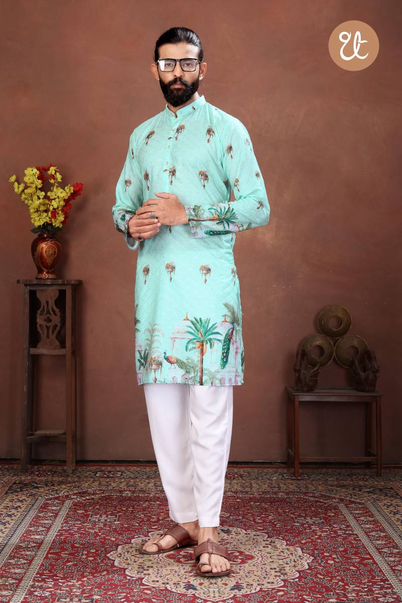 Th Aavyaar Vol 2 Muslin Cotton Embroidery Work Mens Kurta Payjama